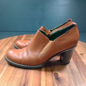 Tommy Hilfiger Slip On Boots Booties High Heel Sz 8M Y2K Leather Tan Brown‎